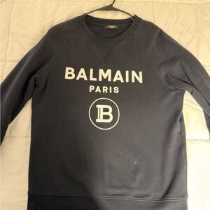 Balmain Men's Dark Gray Crewneck Sweater